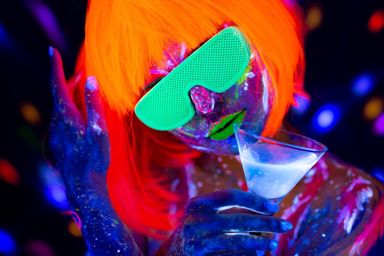 Neon Glow Party Woman UV Art Wall Art