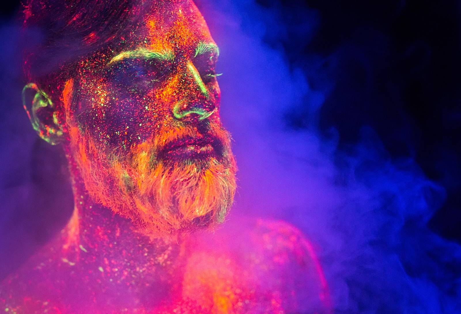 Neon Glow Portrait Man Wall Art