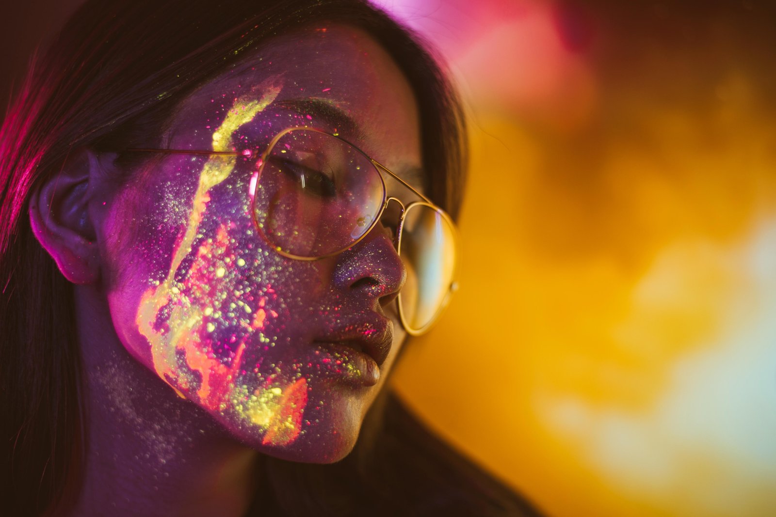 Vibrant Neon Face Portrait Wall Art