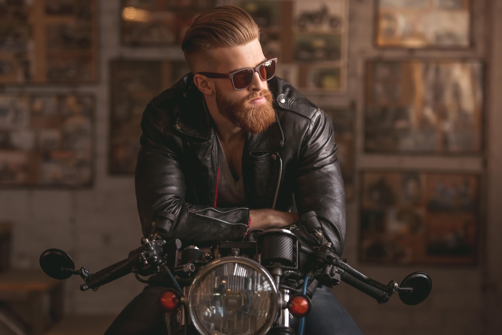 Rugged Biker Portrait Wall Art