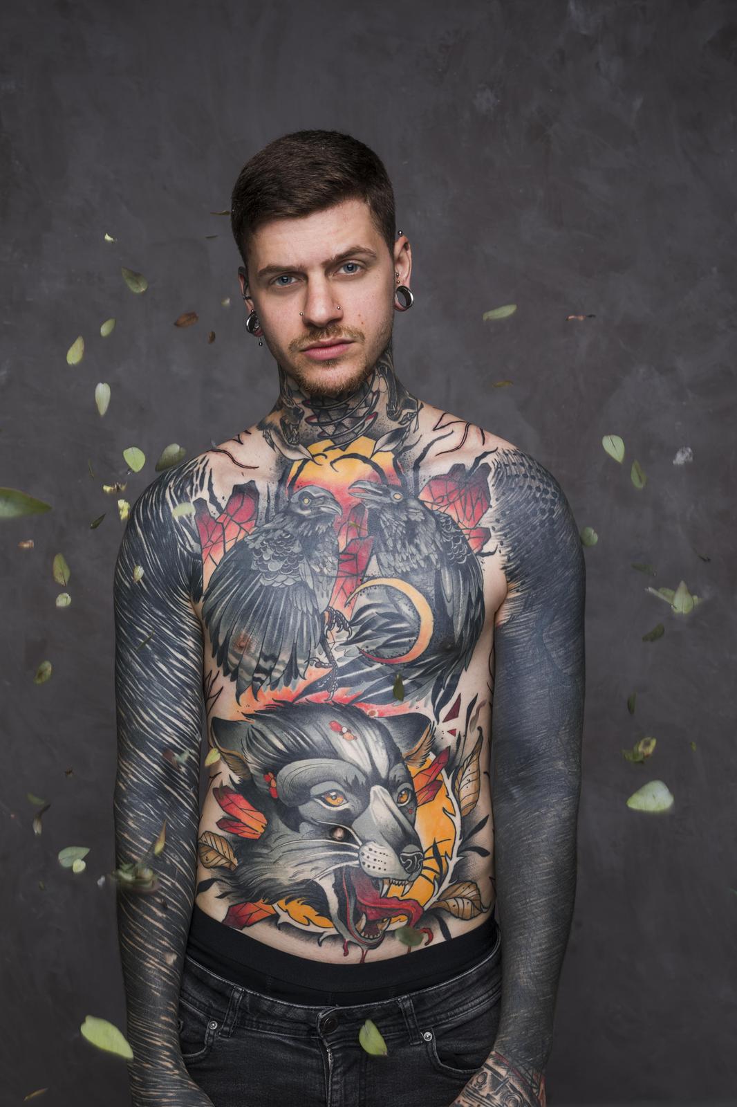 Mystic Wolf & Ravens Tattoo Art Wall Art