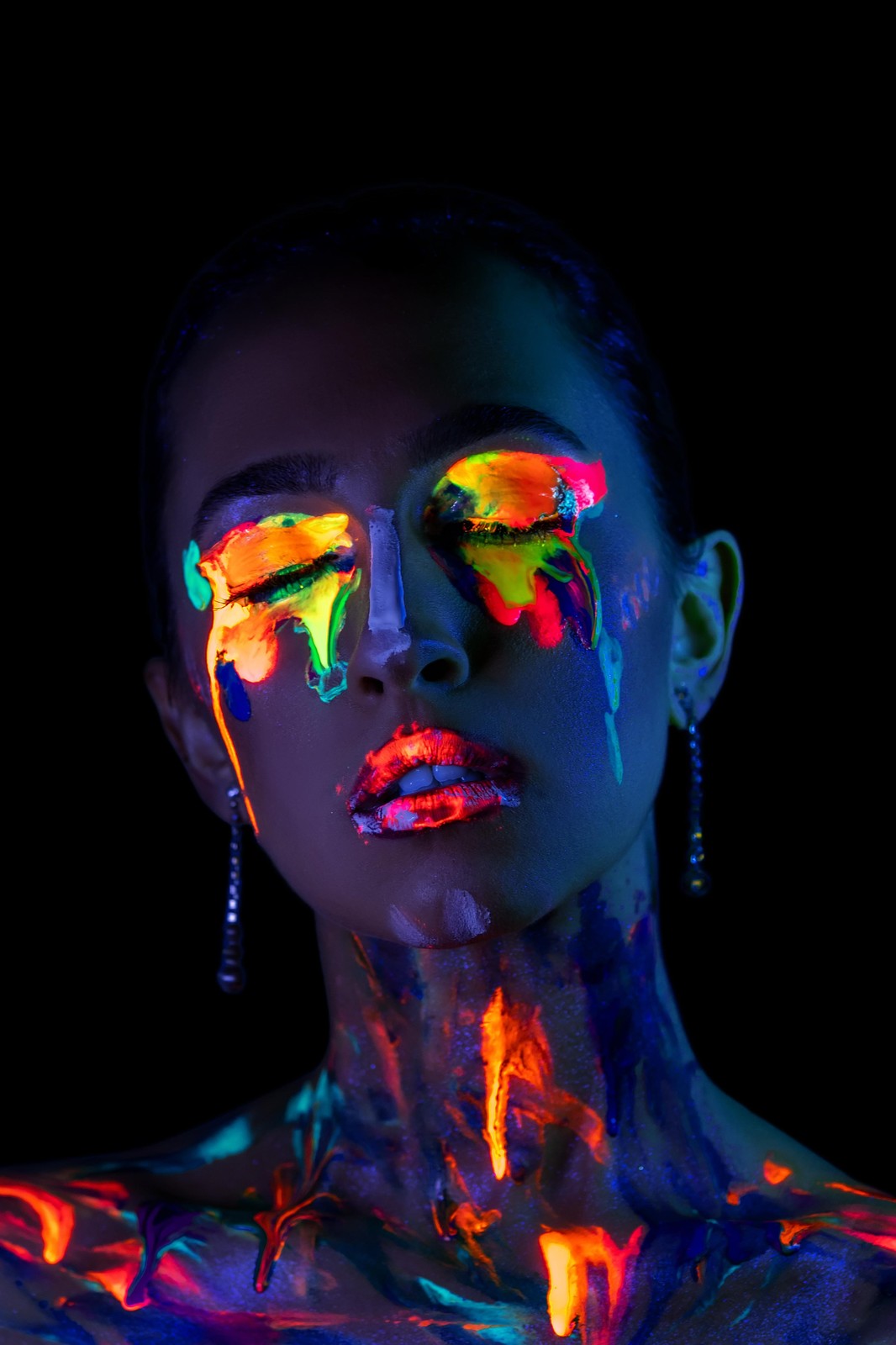 Neon Drip Portrait Vibrant Wall Art