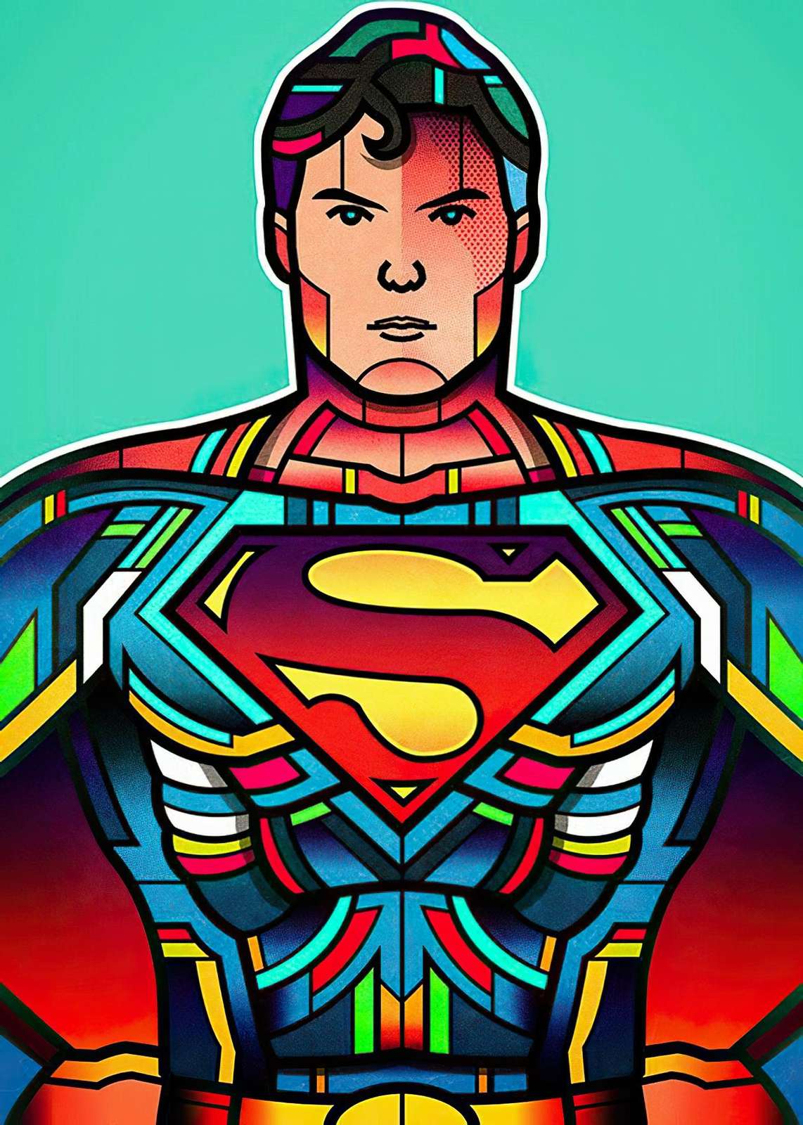 Vibrant Geometric Superman Wall Art