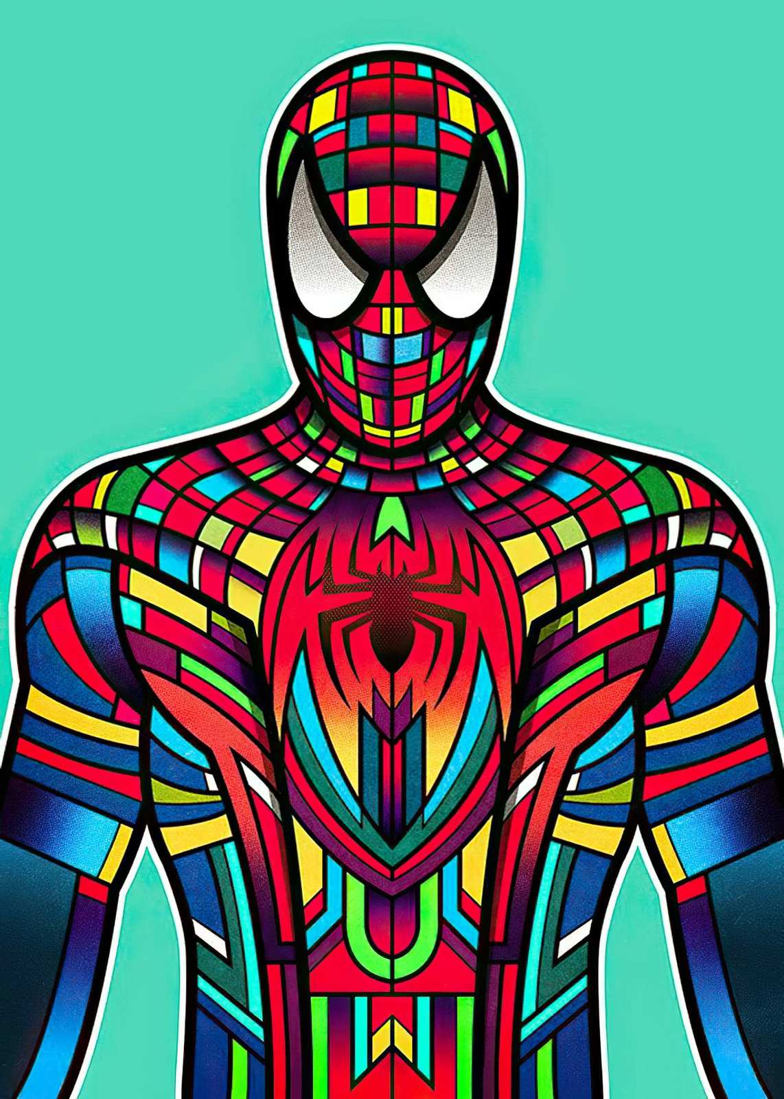 Vibrant Stained Glass Spider-Man Wall Art