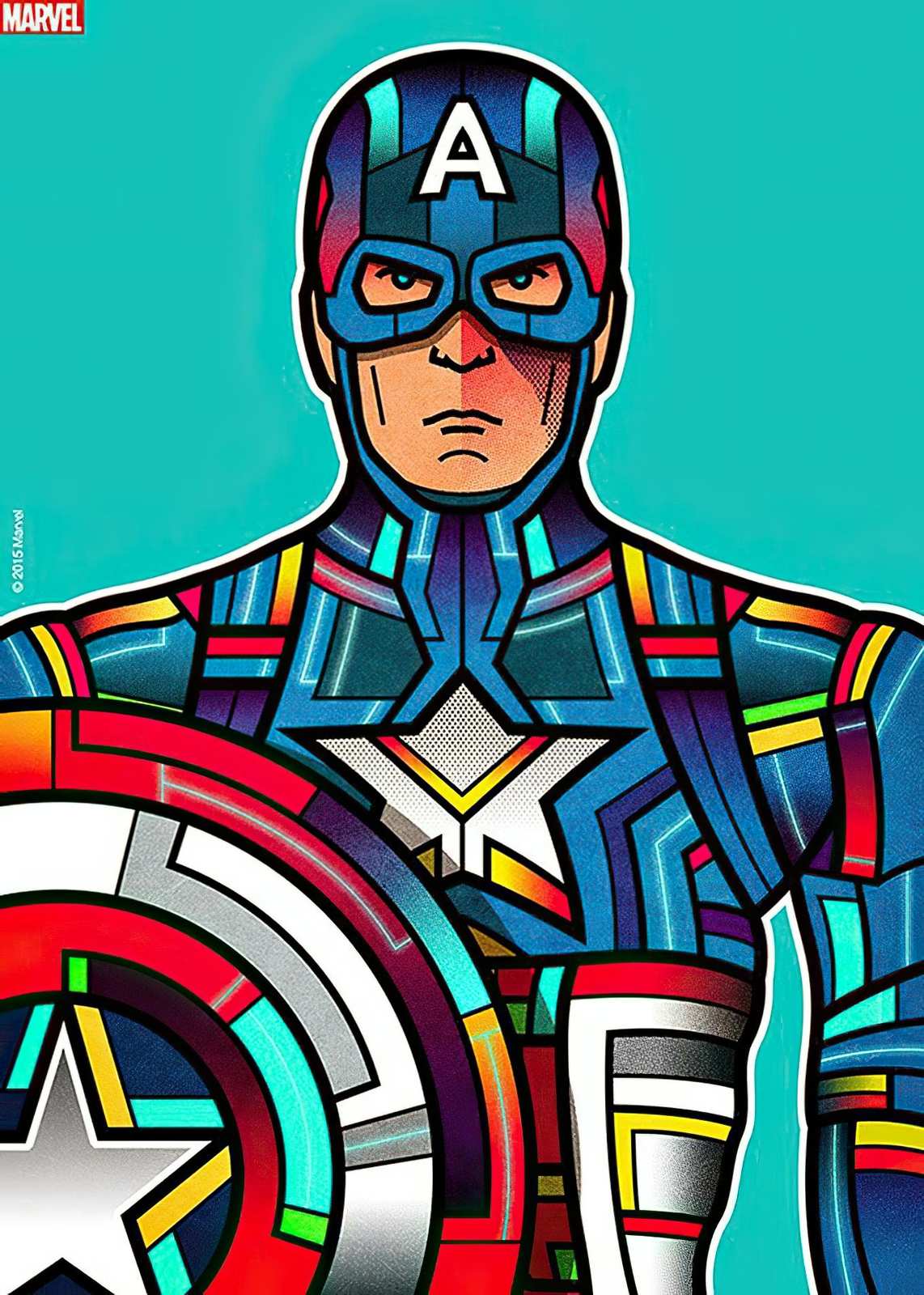 Modern Captain America Geometric Art Wall Art
