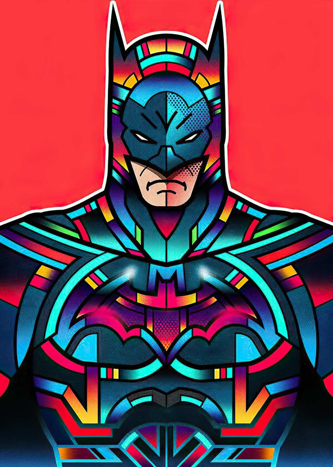 Vibrant Geometric Batman Wall Art