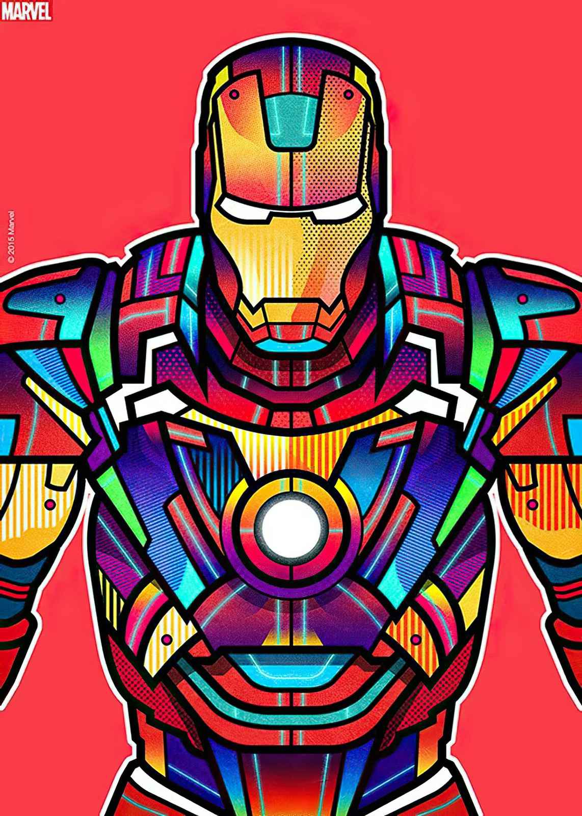 Vibrant Iron Man Geometric Art Wall Art