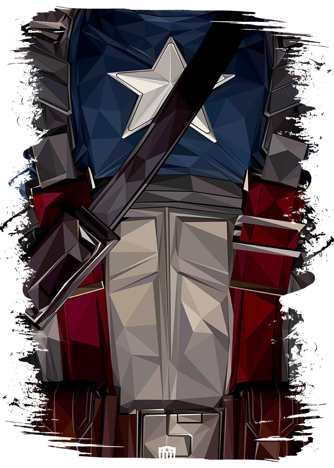 Bold Captain America Geometric Wall Art