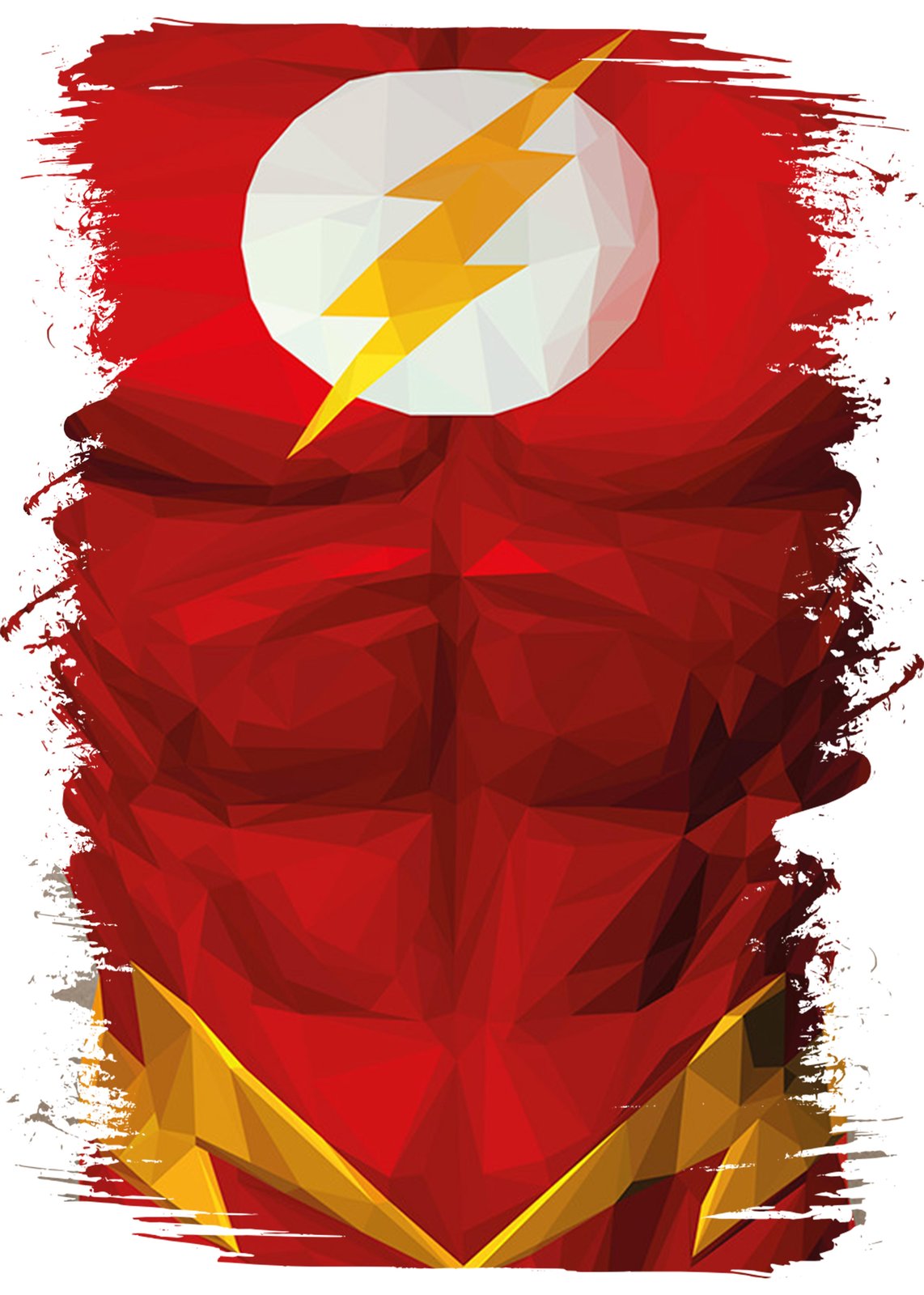 Flash Low Poly Superhero Red Wall Art