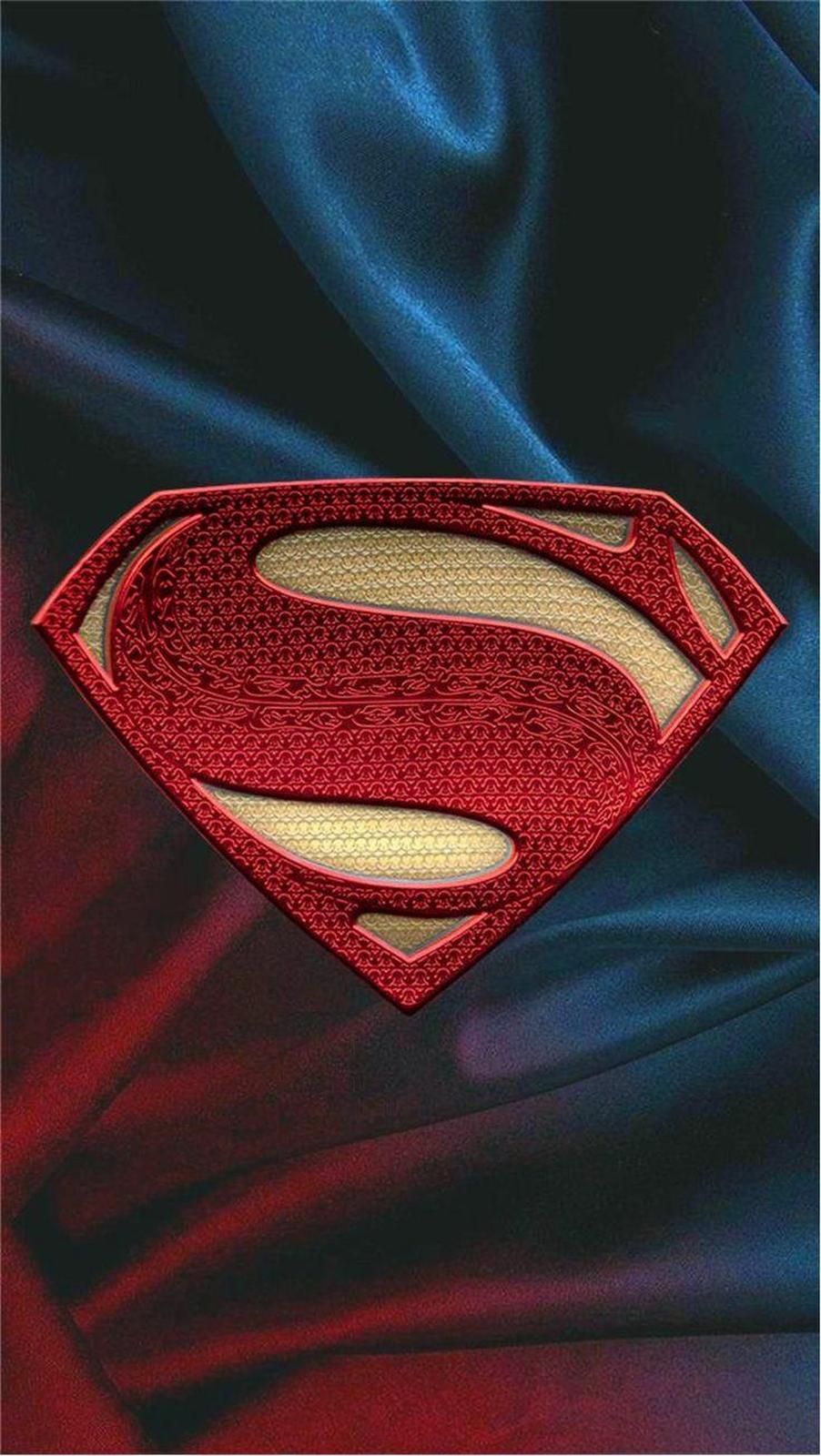 Iconic Superman Symbol Red Gold Silk Wall Art
