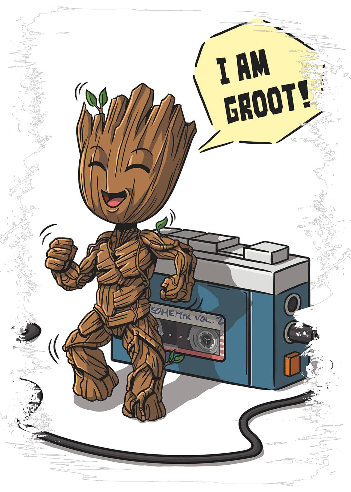 Dancing Groot "I Am Groot!" Boombox Wall Art