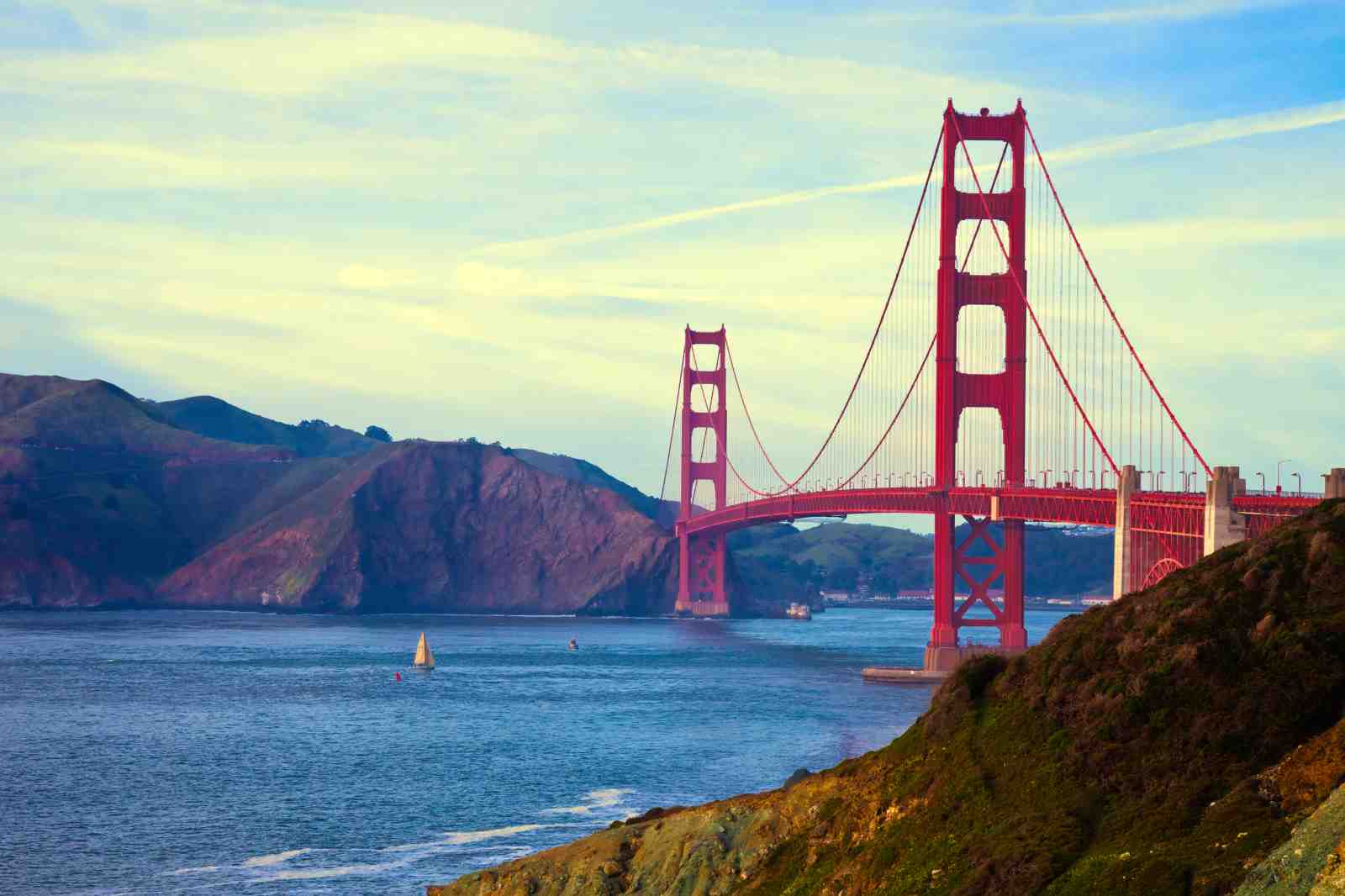Golden Gate Bridge Sailboat Bay Wall Art