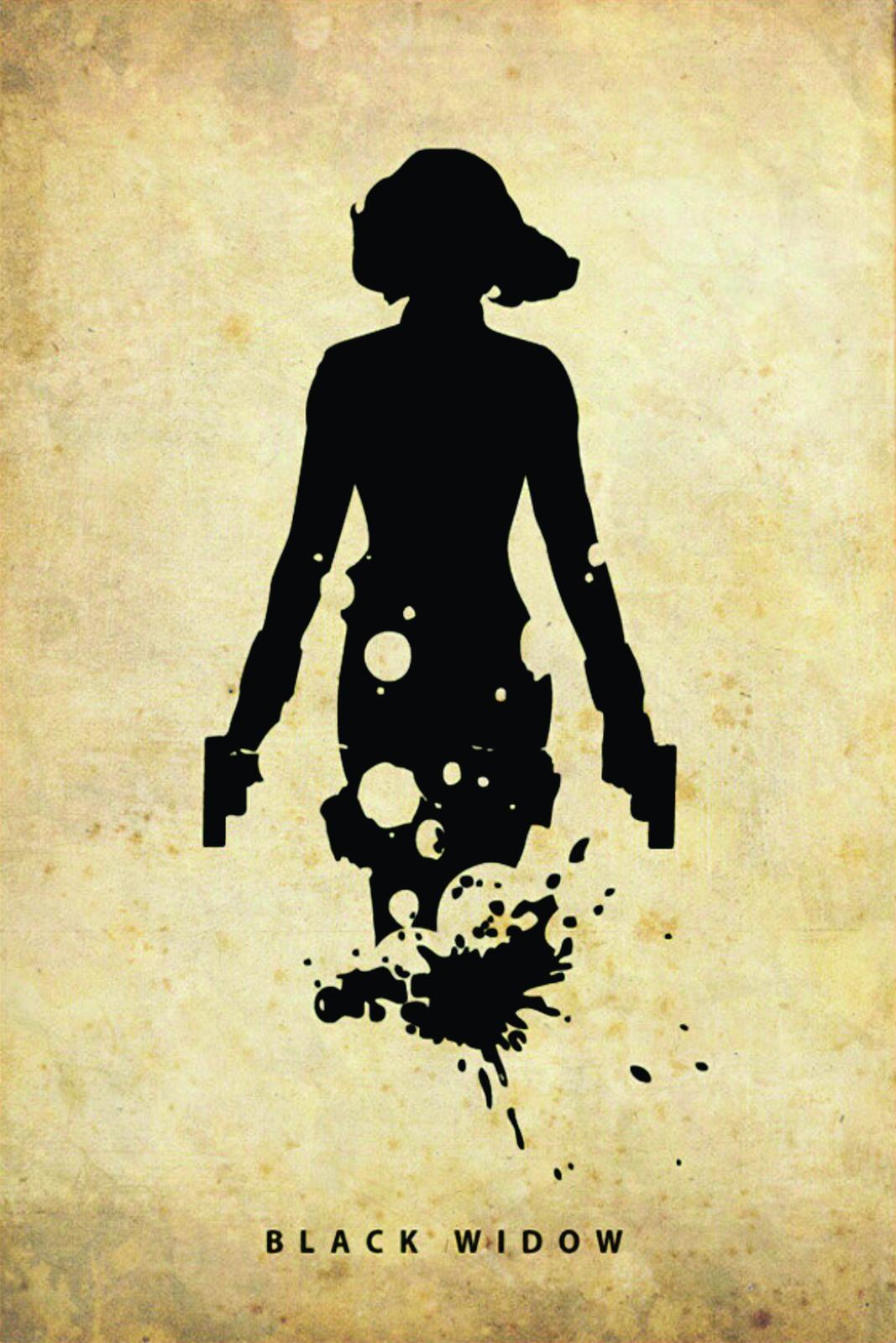 Black Widow Silhouette Action Wall Art