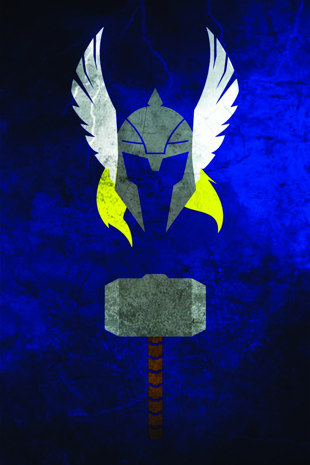 Thor's Hammer & Helmet Minimalist Wall Art