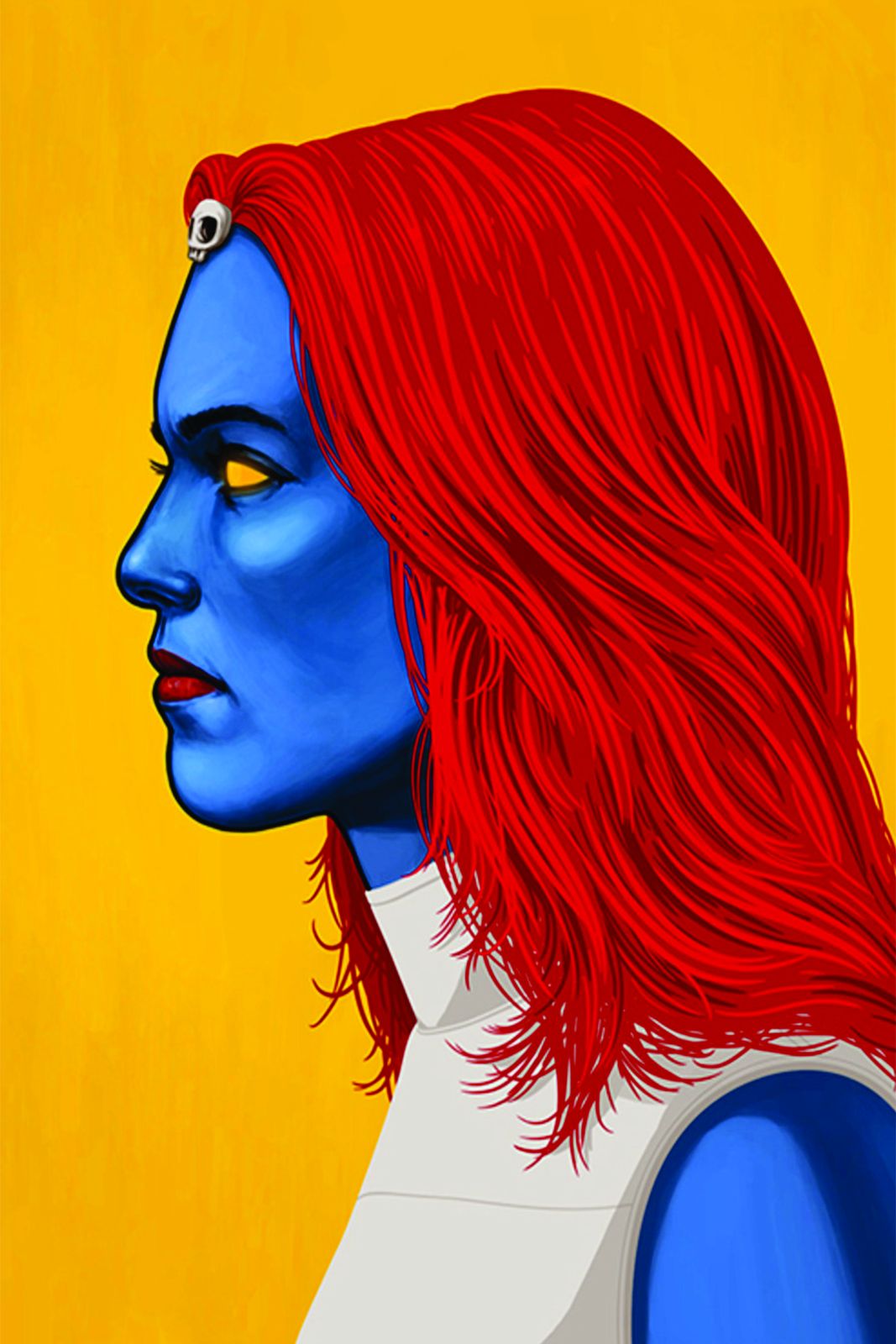 Mystic Blue & Red Hairstyle Wall Art
