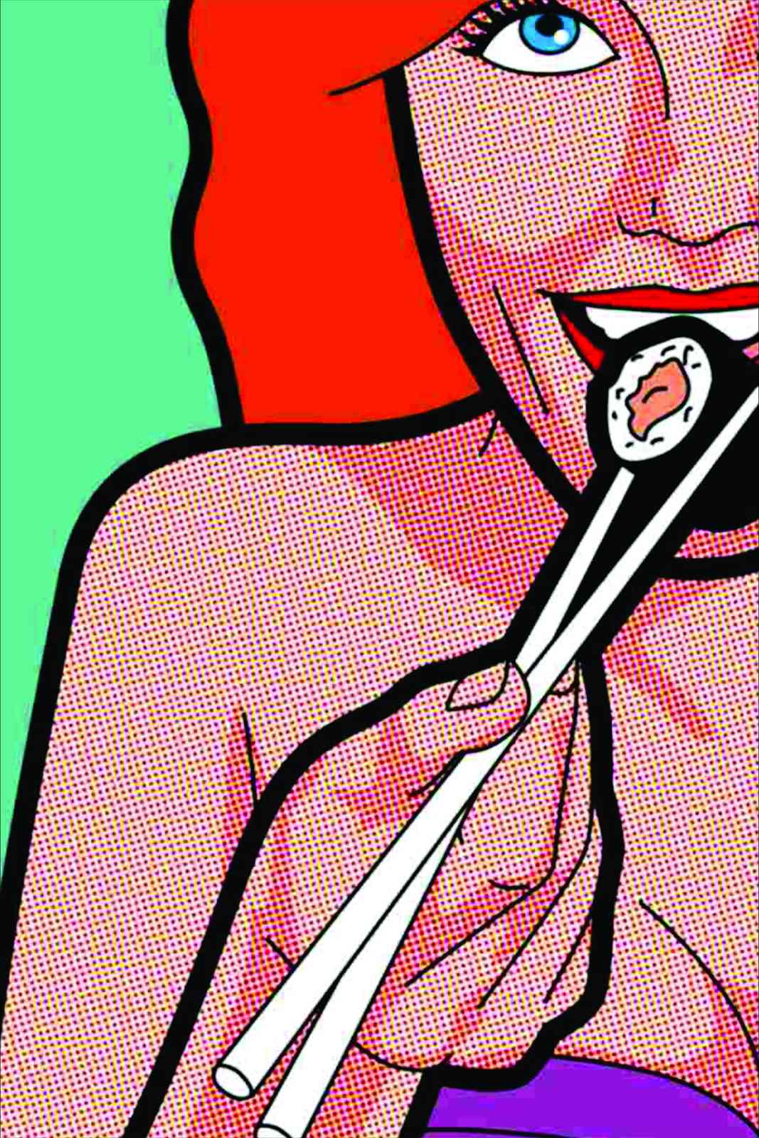 Pop Art Sushi Woman Wall Art