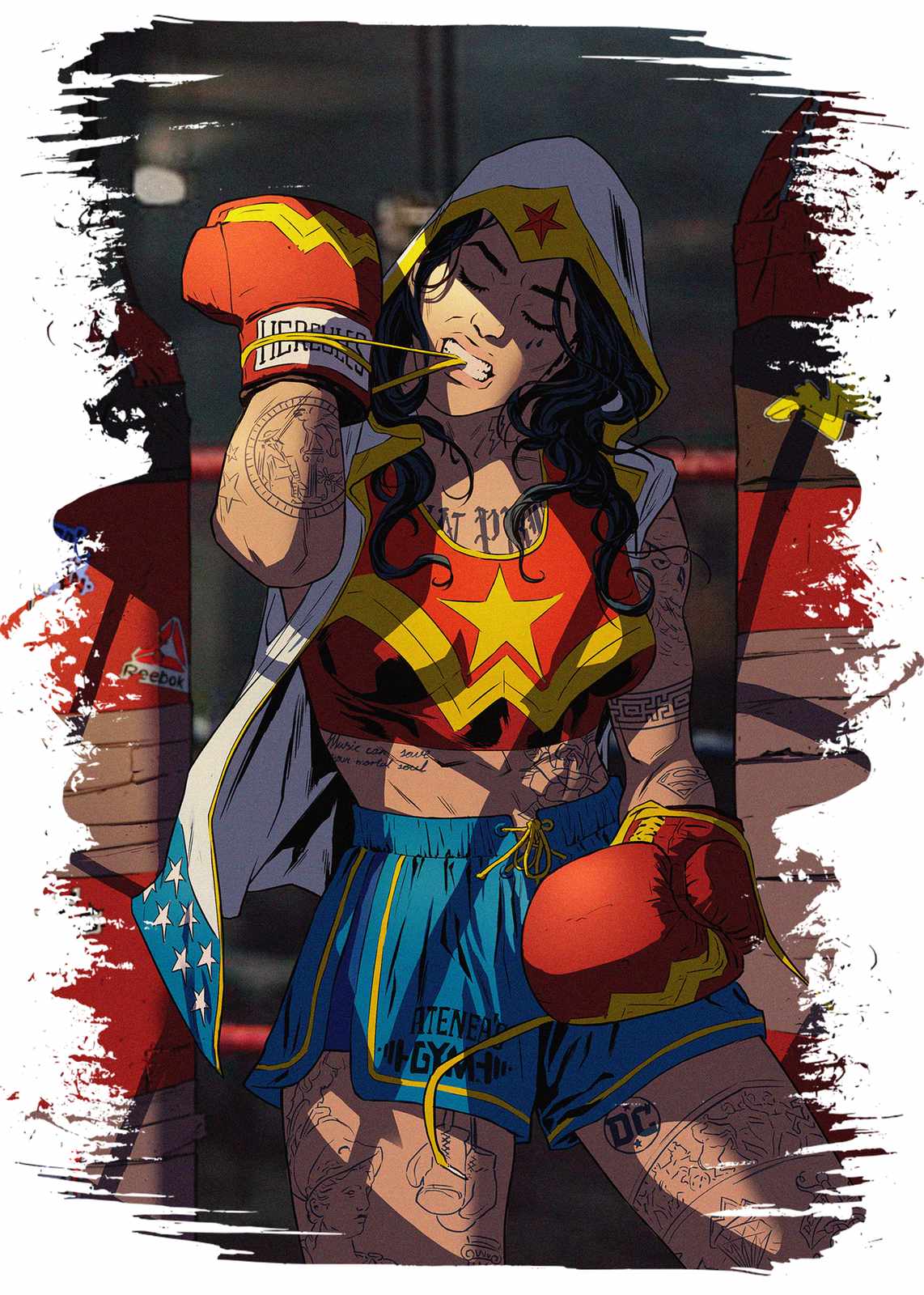 Gritty Wonder Woman Boxing Wall Art