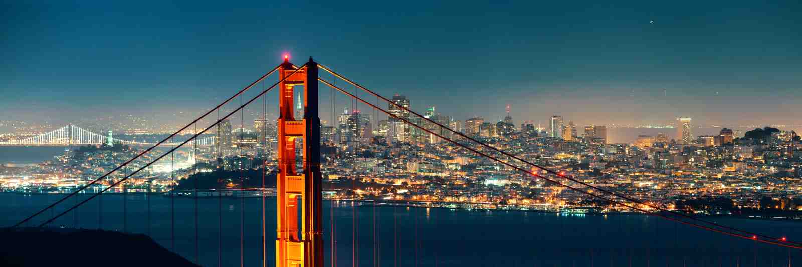 Golden Gate Bridge Night Skyline Wall Art