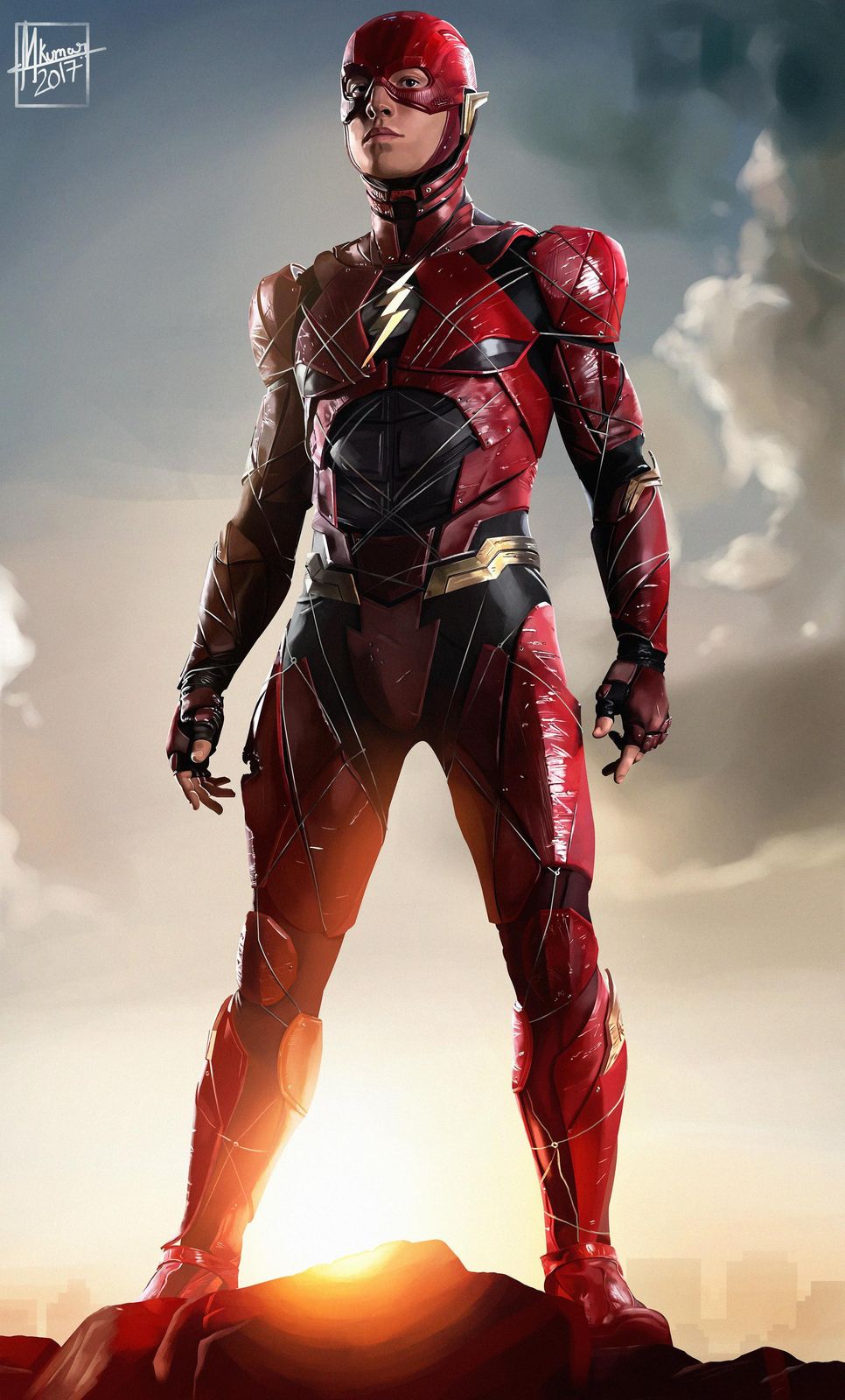 Dynamic Red Flash Superhero Action Pose Wall Art