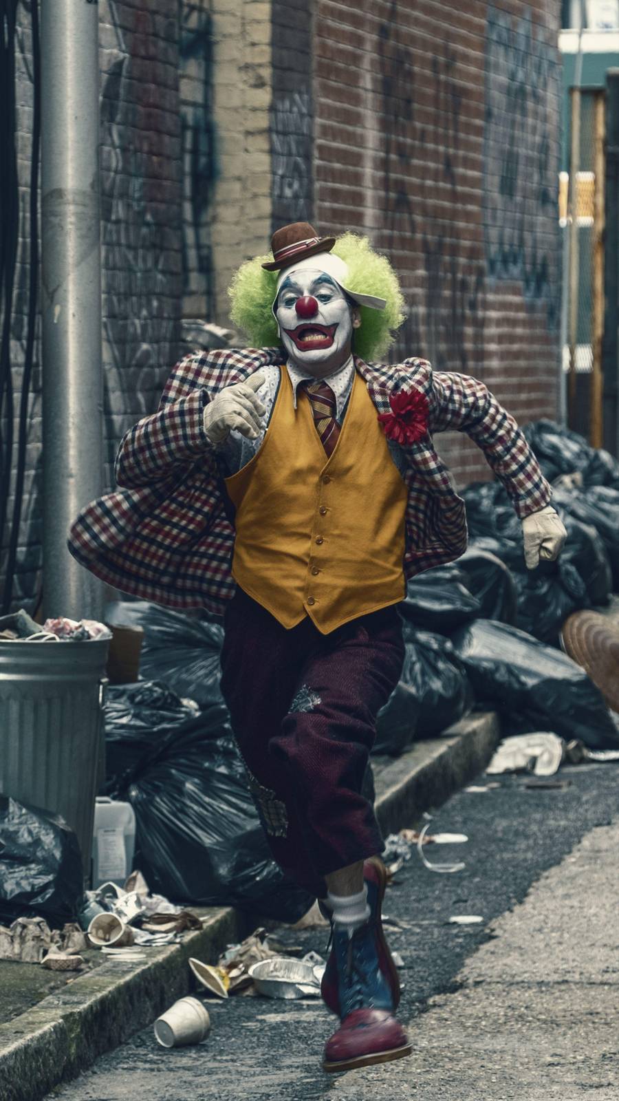Joker Running Through Alley Wall Art