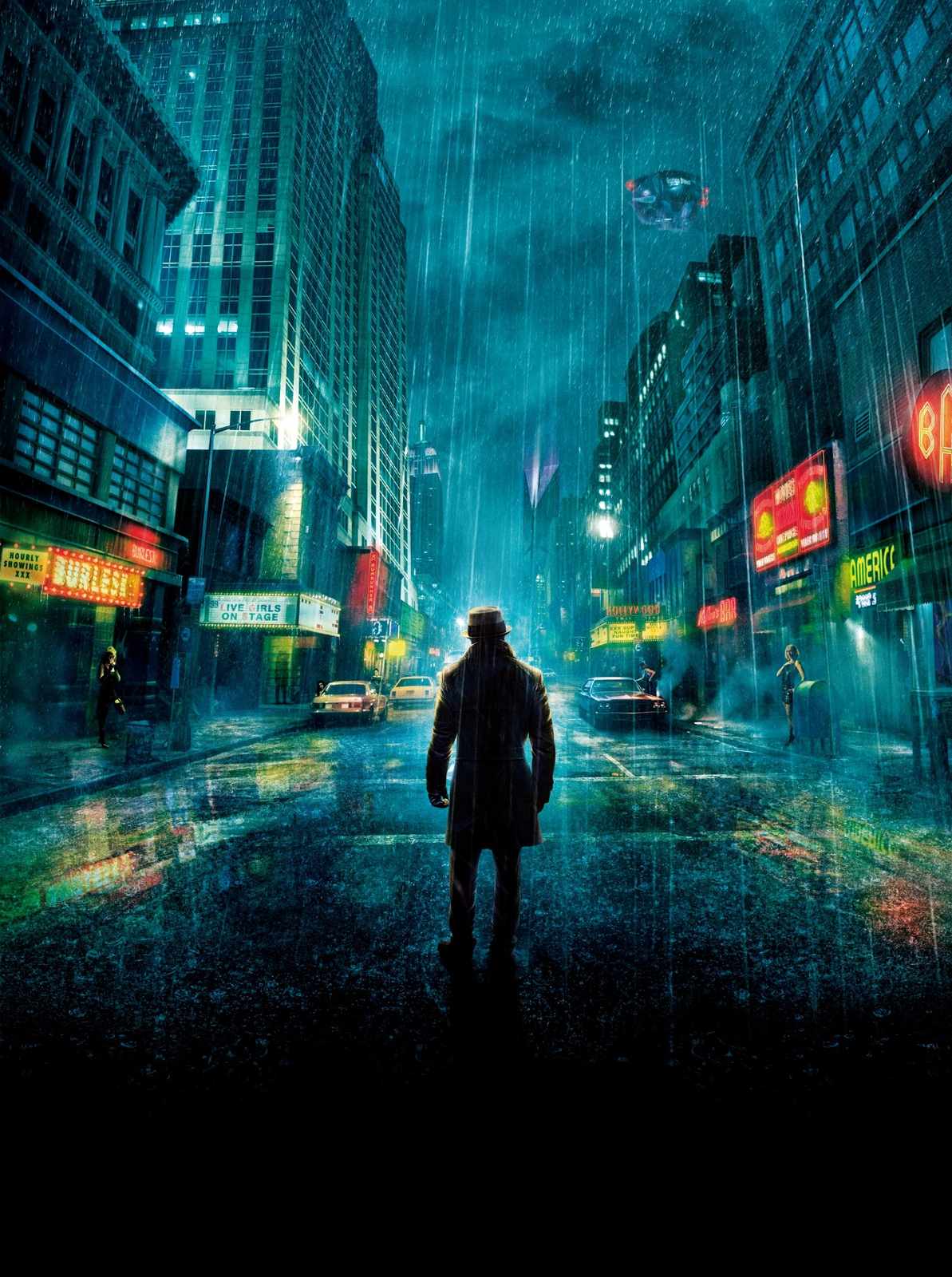 Rainy City Noir Silhouette Wall Art