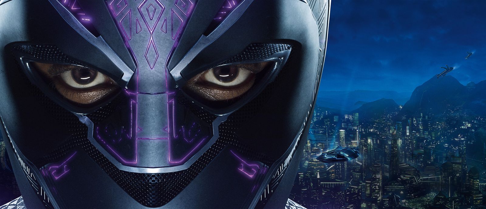 Black Panther Mask & Cityscape Wall Art