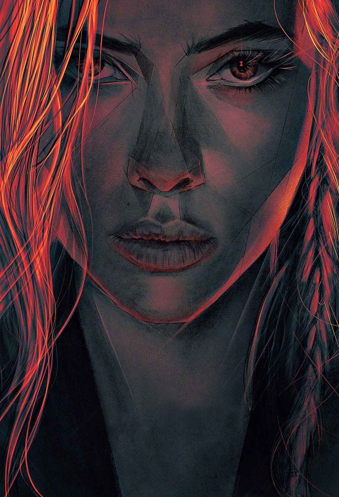Dramatic Portrait Red Glow Abstract Face Wall Art