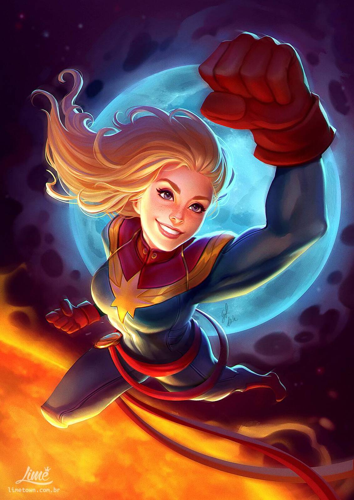 Captain Marvel Cosmic Flight Wall Art