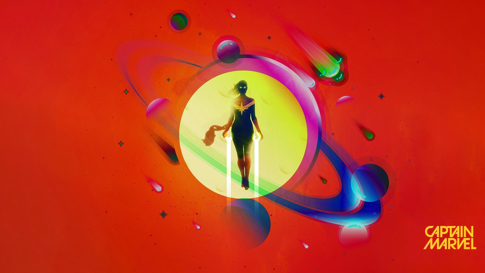 Captain Marvel Cosmic Burst Wall Art
