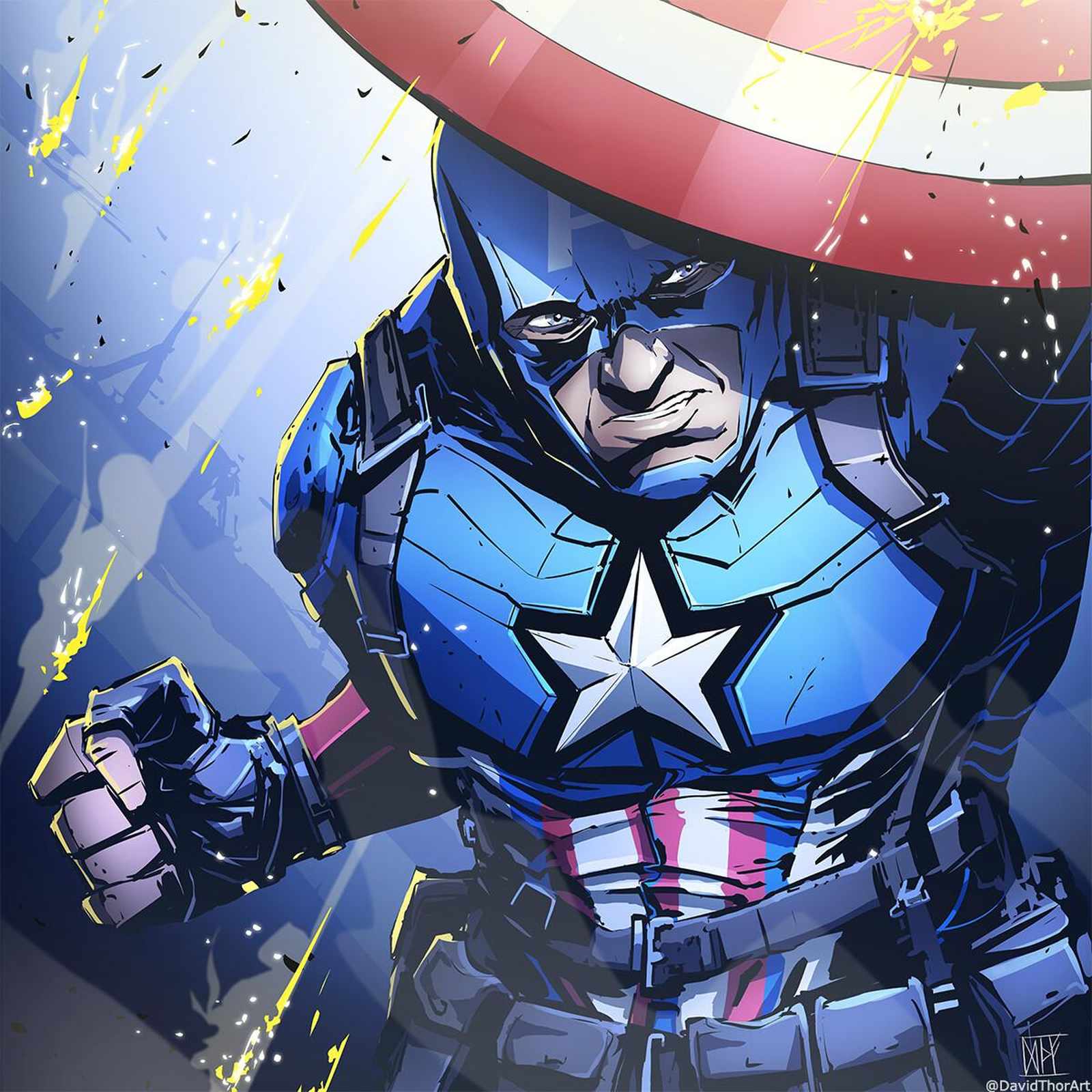 Captain America Dynamic Action Wall Art