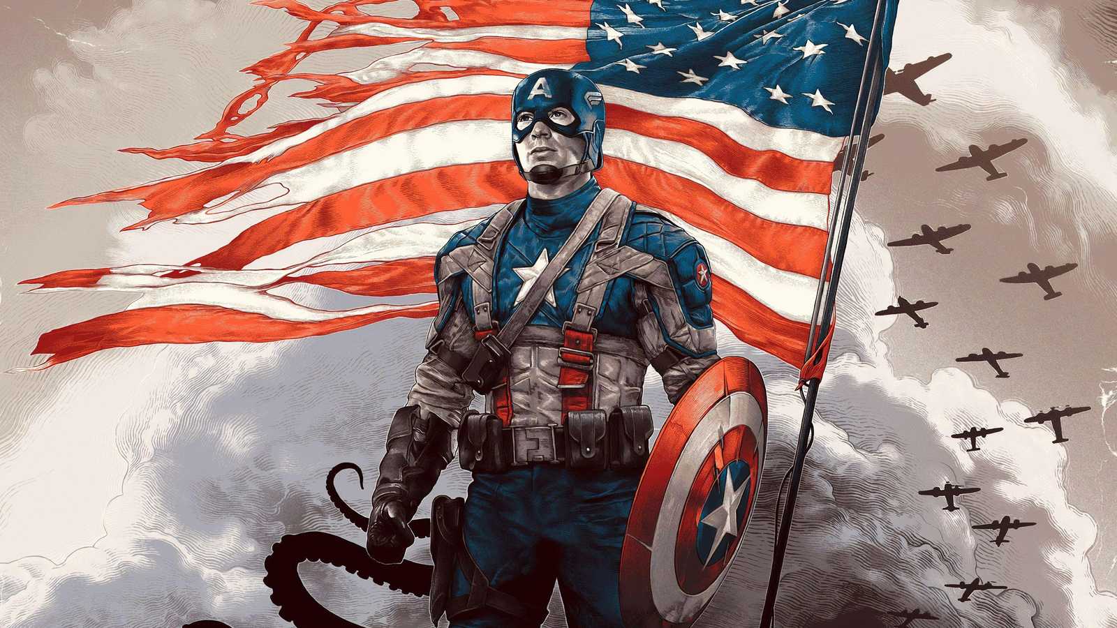Captain America Patriotic Hero Wall Art