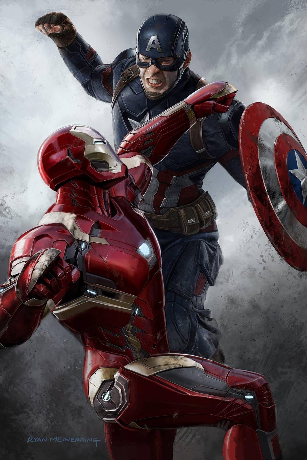 Captain America vs Iron Man Epic Battle Wall Art
