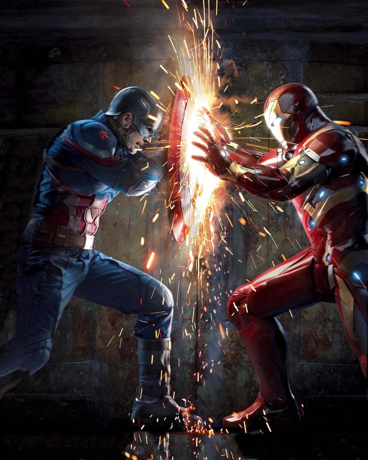 Epic Clash Captain America Iron Man Wall Art