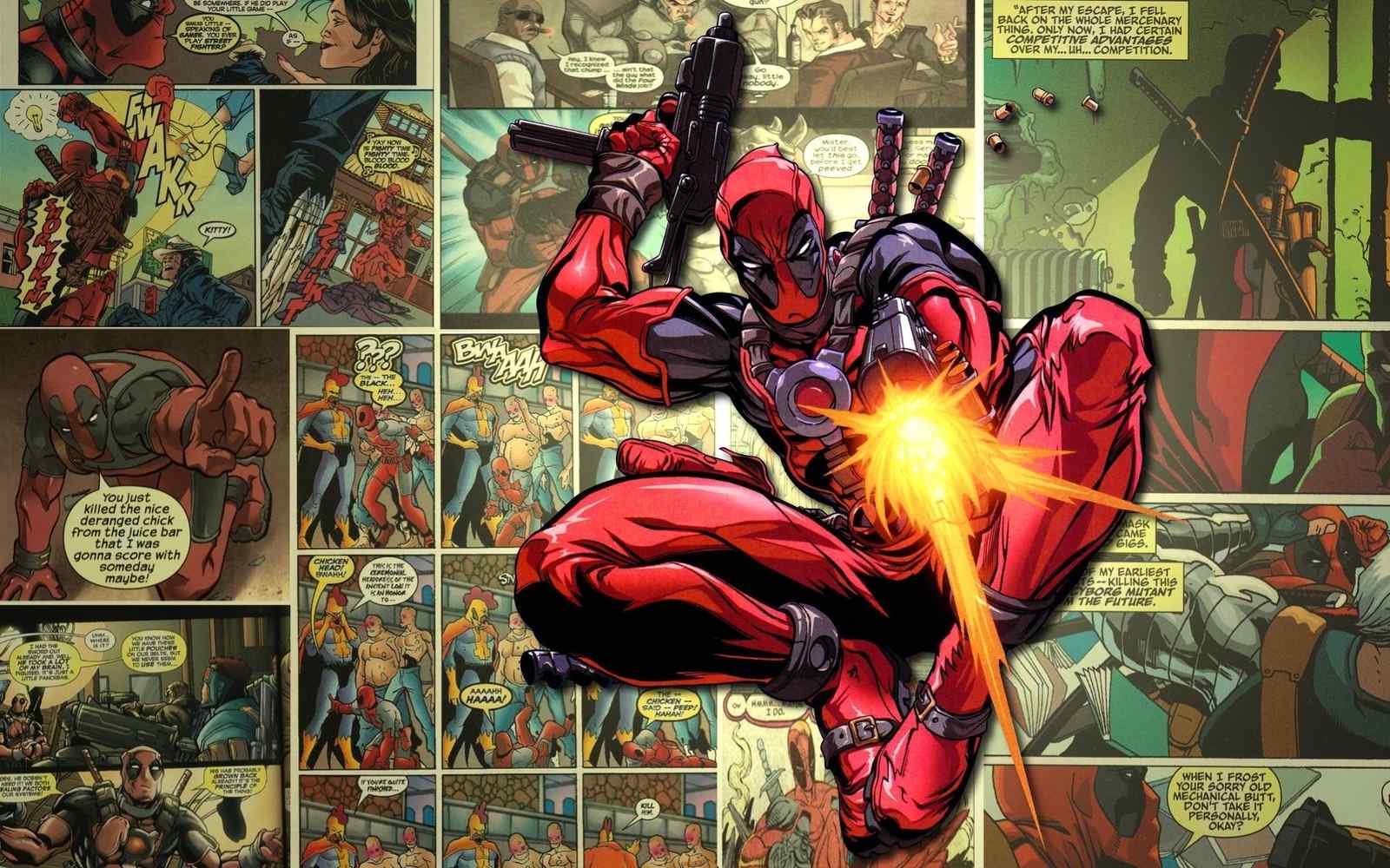Dynamic Deadpool Action Comic Collage Wall Art