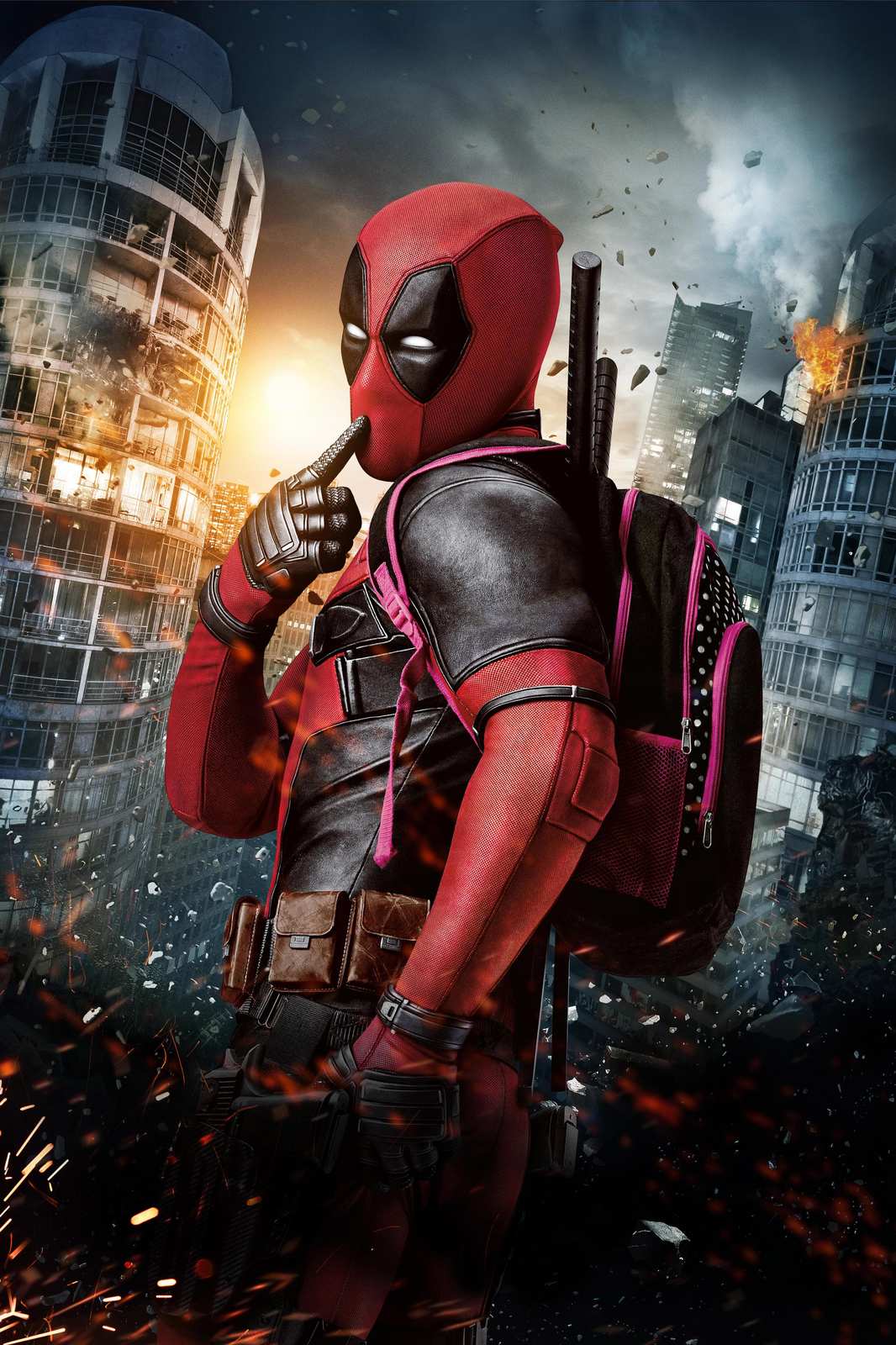 Deadpool Action Scene Red & Black Wall Art