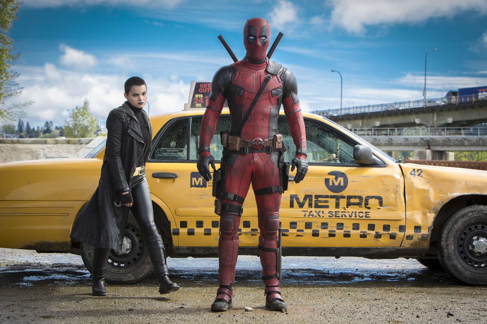 Deadpool & Domino Yellow Taxi Wall Art