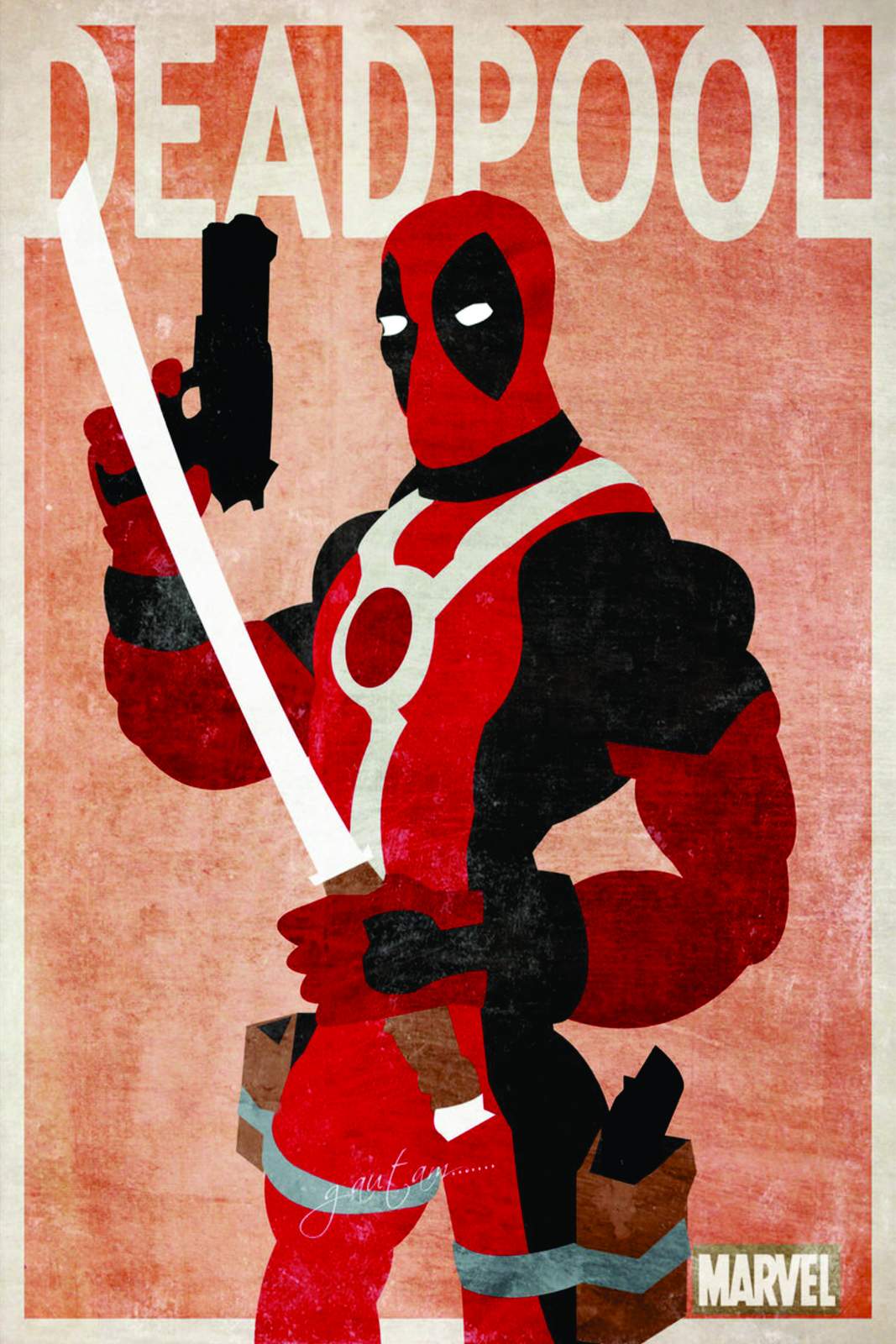 Deadpool Katana & Gun Vintage Style Wall Art
