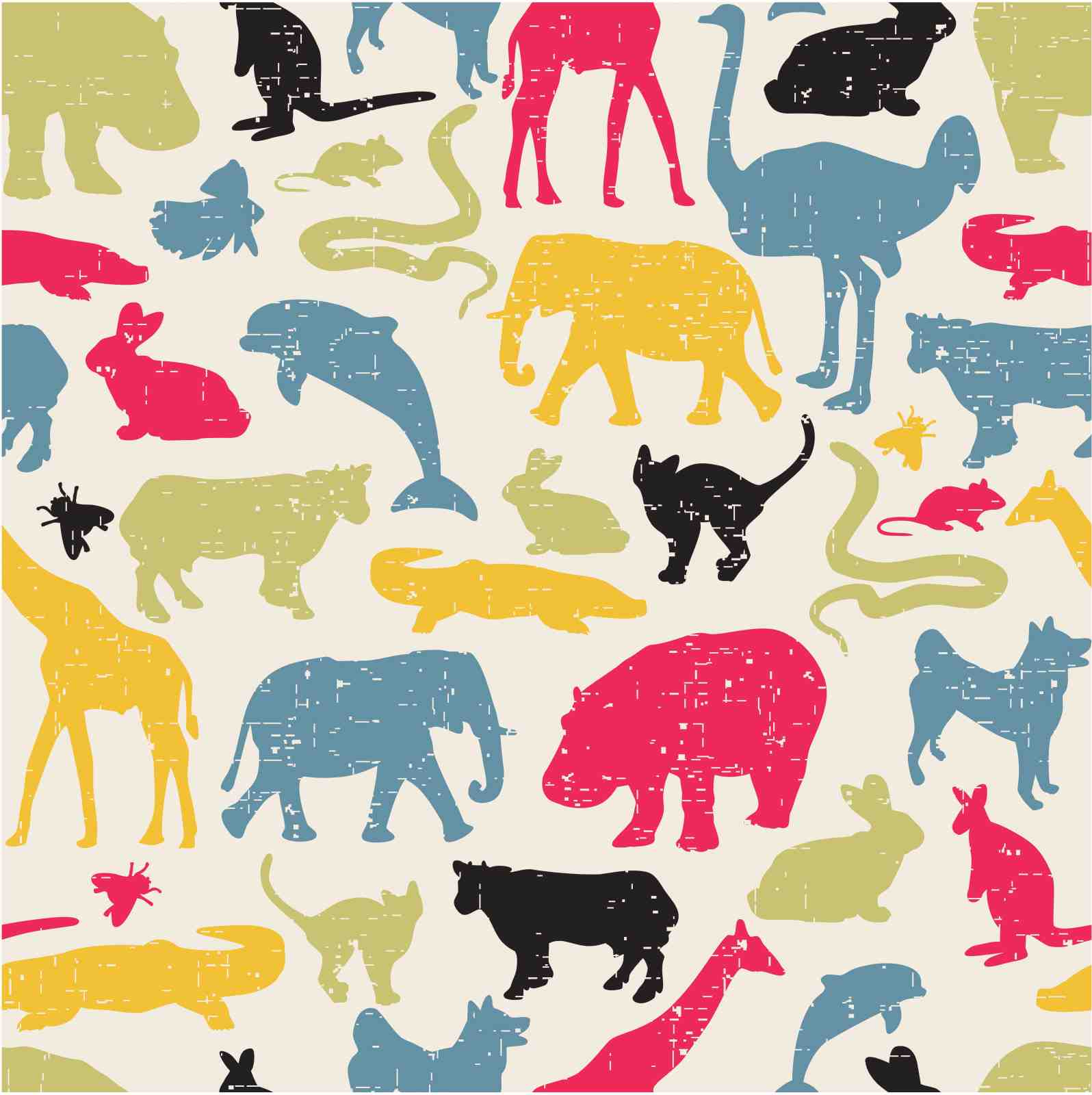 Vibrant Retro Animal Collage Wall Art