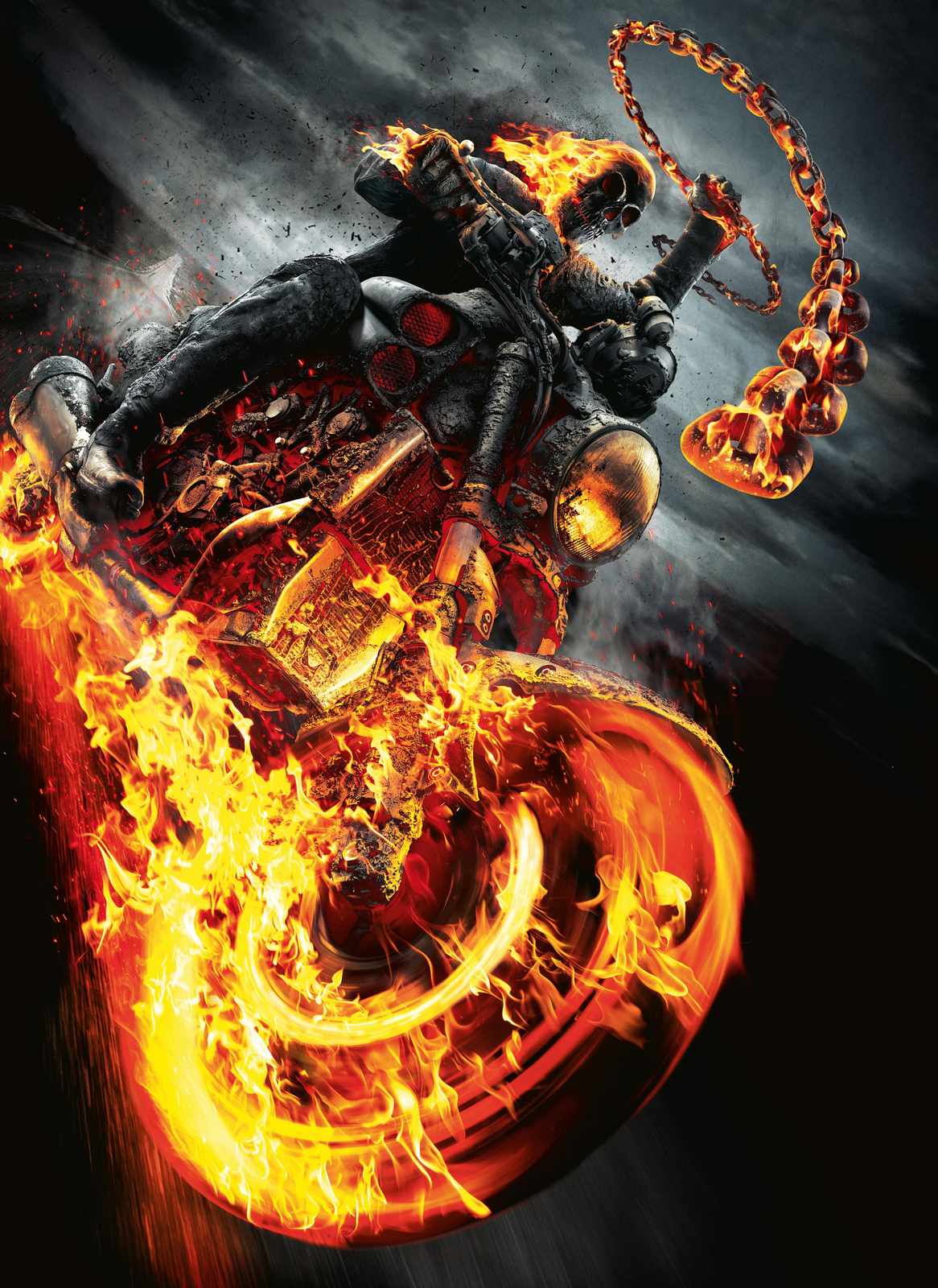 Fiery Ghost Rider Motorcycle Wall Art