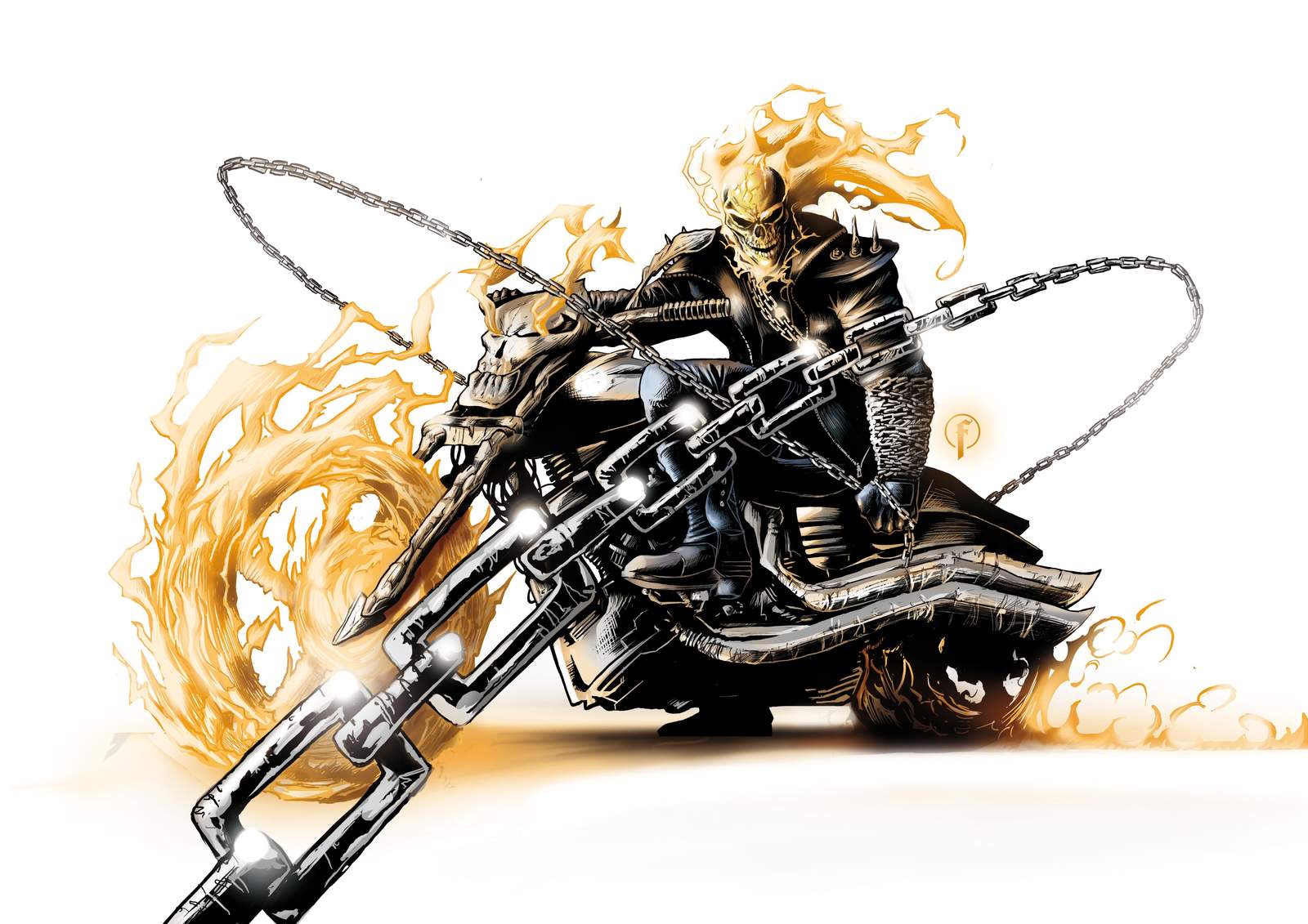 Ghost Rider on Fire Motorcycle Wall Art
