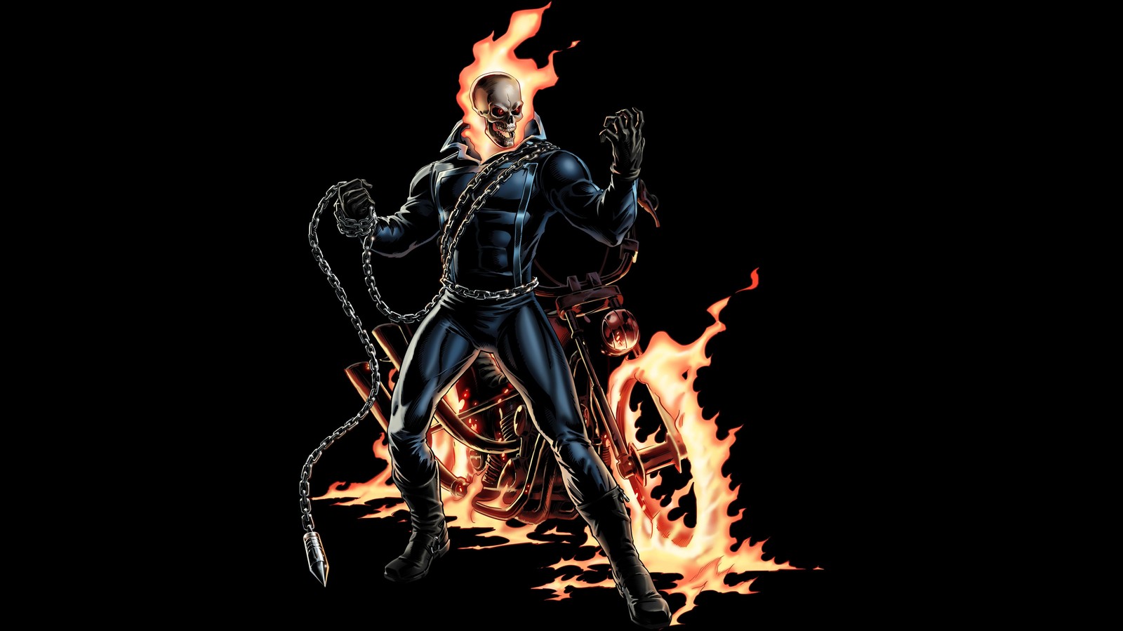 Ghost Rider Flaming Skull Motorcycle Wall Art