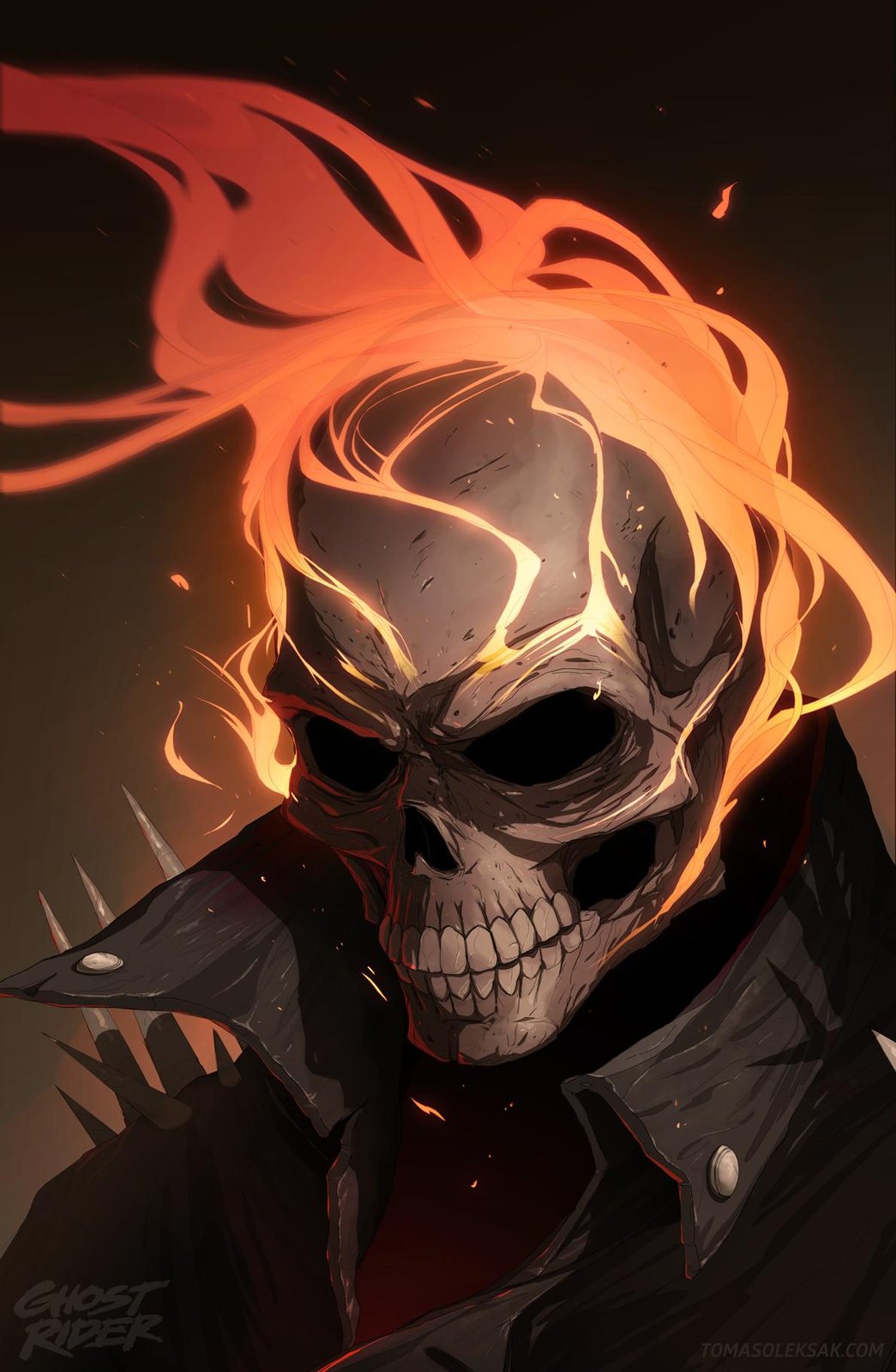 Fiery Skull Motorcycle Art Wall Art