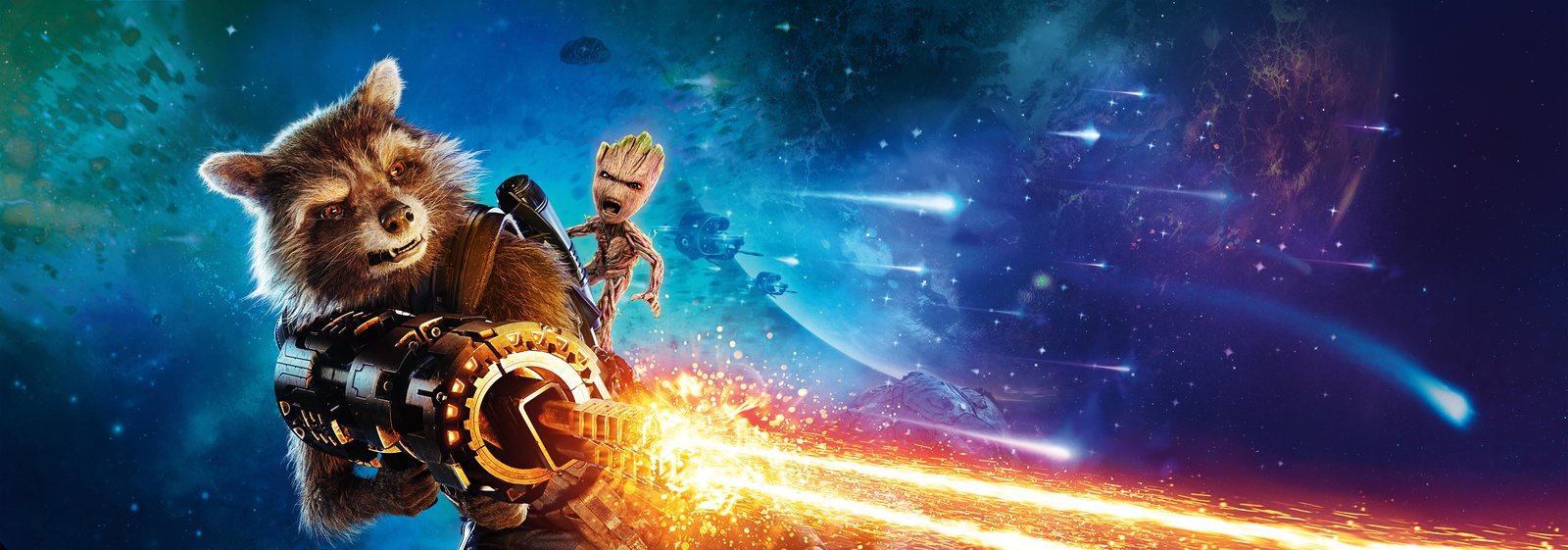 Guardians Rocket & Groot Space Action Wall Art
