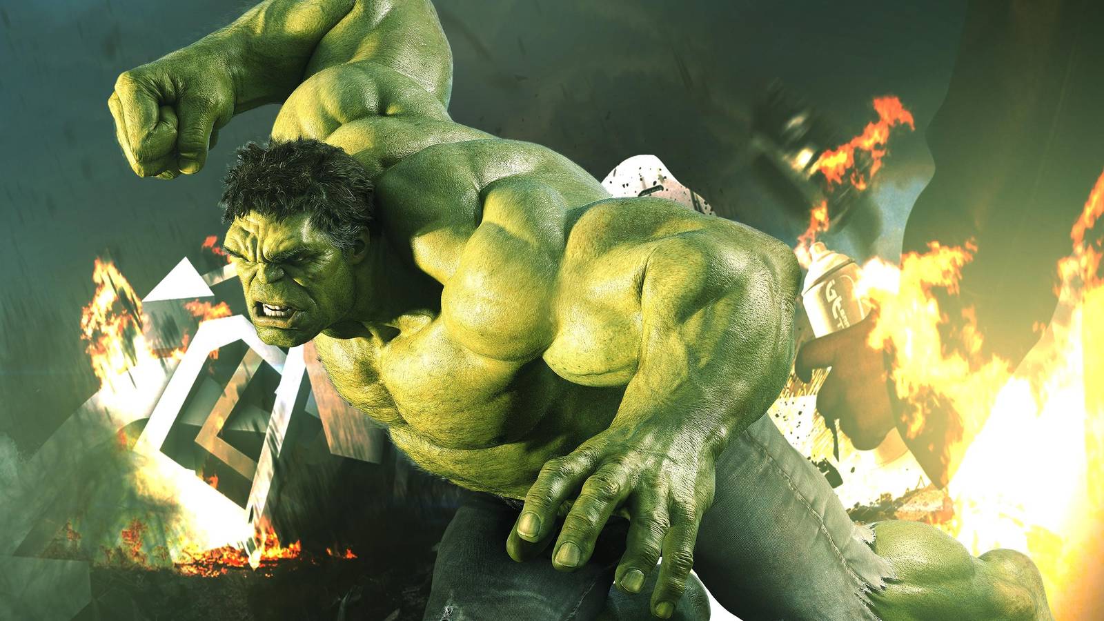 Hulk Roaring Through Flames Wall Art