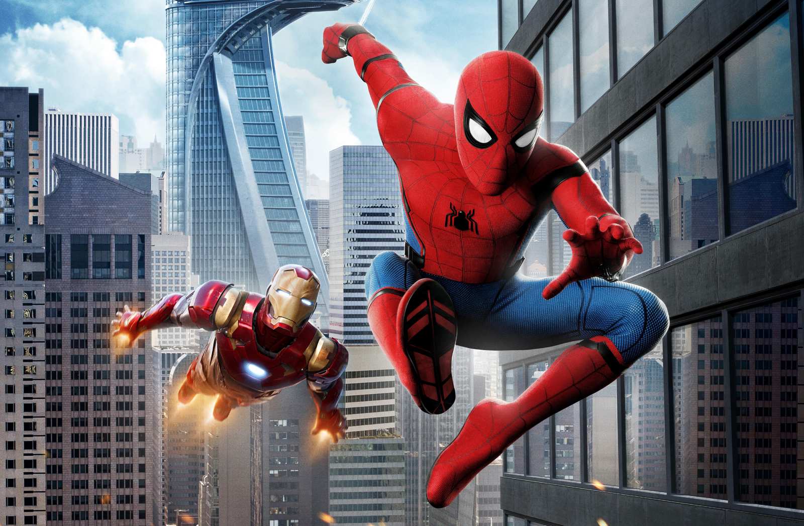 Spiderman & Iron Man City Battle Wall Art