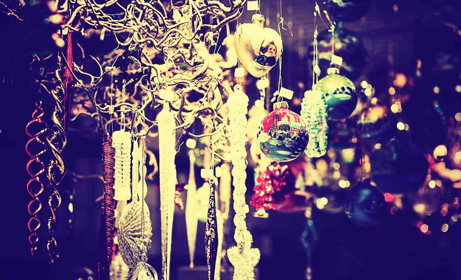 Festive Winter Ornaments Wall Art