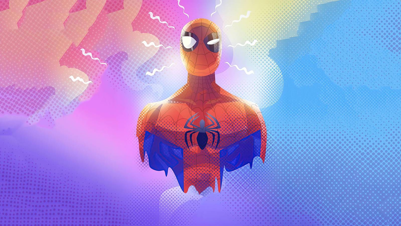 Vibrant Spidey Silhouette Wall Art
