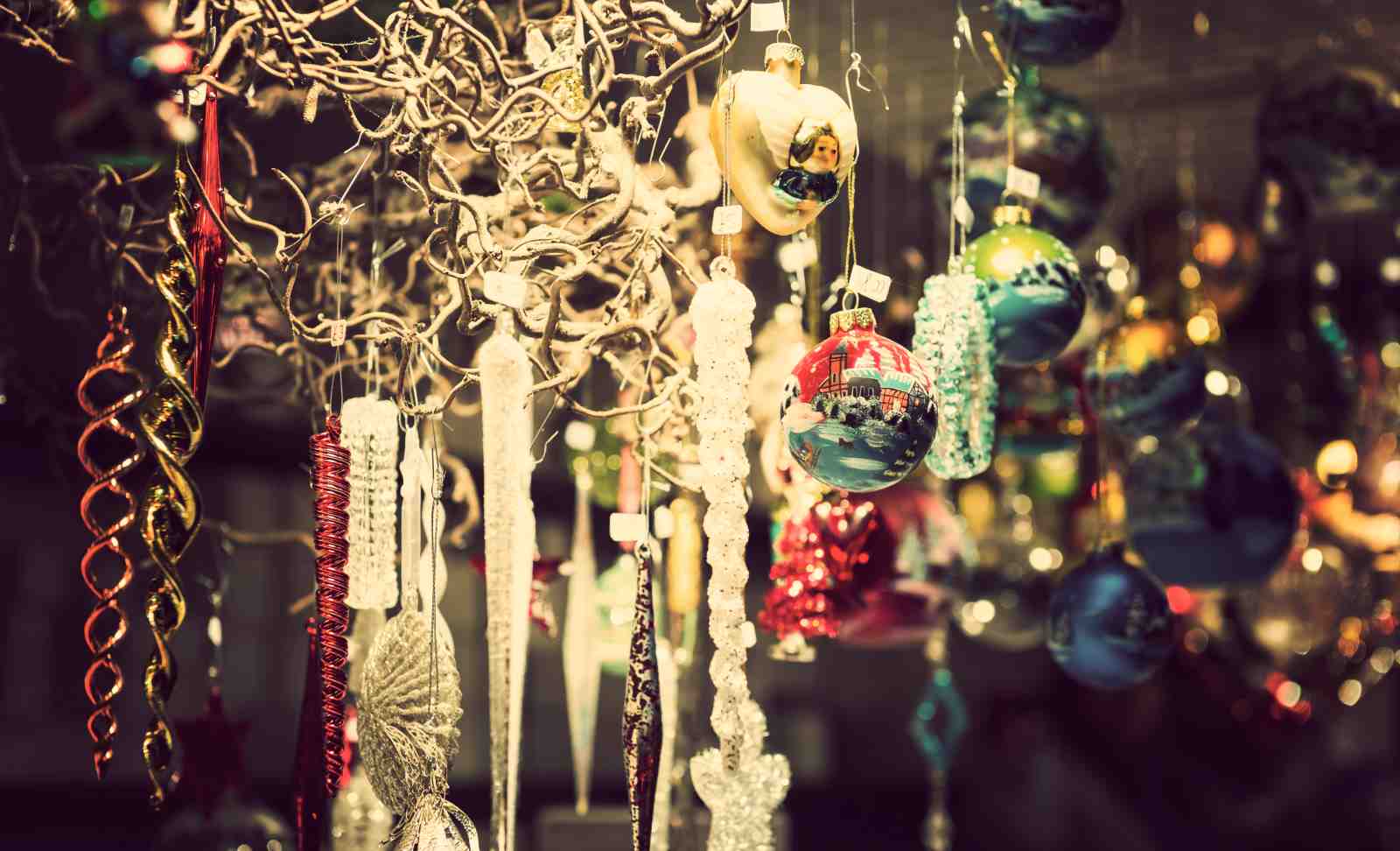 Vintage Christmas Ornaments Hanging Wall Art