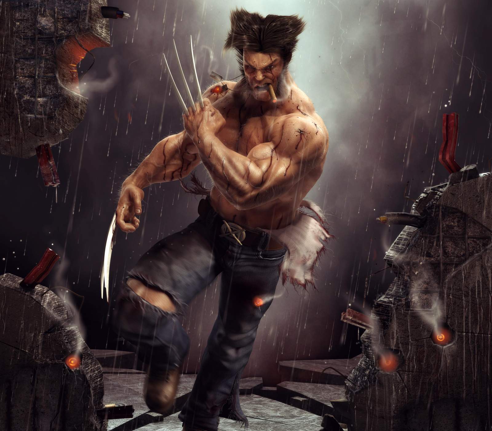 Fierce Wolverine Action Wall Art