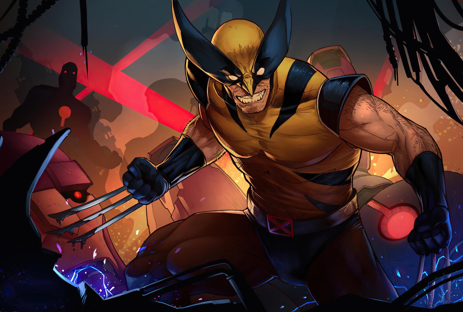 Wolverine vs Sentinels Action Wall Art